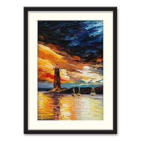 Black Framed Canvas Wall Art Oil Painting Scenery Home Artwork Decoration for Living Room, Bedroom - 23x31 inches