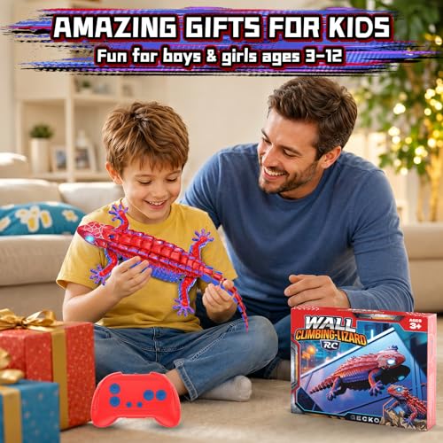 Loueouv RC Wall Climbing Gecko, Rechargeable Remote Control Robot for Kids | 360° Rotating RC Stunt Car with Light, Wall Crawler Lizard Toys for 3-12 Year Old Boys Girls Kids Toys