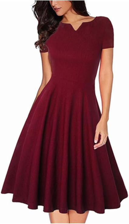 red knee length dress
