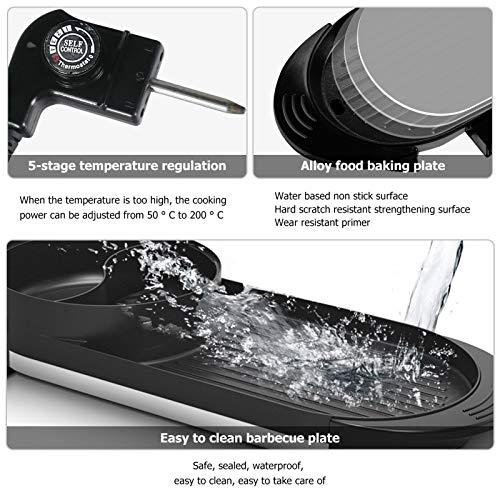 Wlretmci Electric Grill Indoor Hot Pot Combo, 2200W 4L Capacity