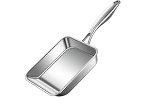 Non Stick Skillet - 3-Ply 316 Stainless Steel Skillet, Small 19cm Omelette Pancake Pan for Induction Gas, Lightweight Portabl