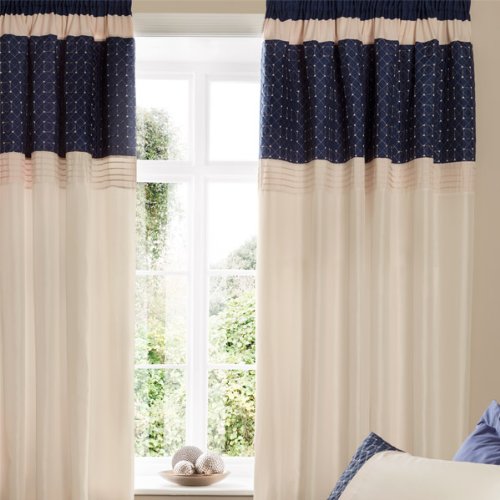 Catherine Lansfield Home Geneva Embroidered Pencil Pleat Lined Curtains
