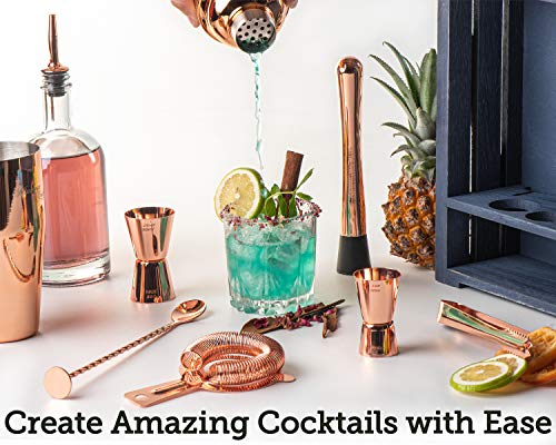 Mixology & Craft Cocktail Shaker Set 11-TLG. - Cocktail Set aus Edelstahl mit Bar Zubehör - Kupfer – Bild 5