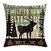 MOMIKA Decorative Linen Throw Pillow Covers Vintage Background Wildlife Elk Moose Bear Deer Pine Tree Forest Pillowcase Cushion for Home Sofa Office Decor Square 18