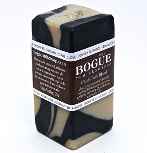 Bogue Milk Soap- No.21 Moisturizing Chiefs Peak Blend- Black and White bar with detoxifying Activated Charcoal, Soothing Himalayan Cedarwood, Uplifting Rosemary and Frankincense with Kaolin Clay.