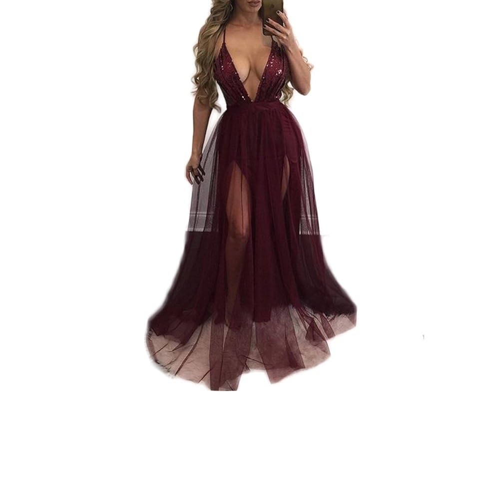 Amazon Com Sexy Spaghetti Strap Deep V Neck Women Sequin