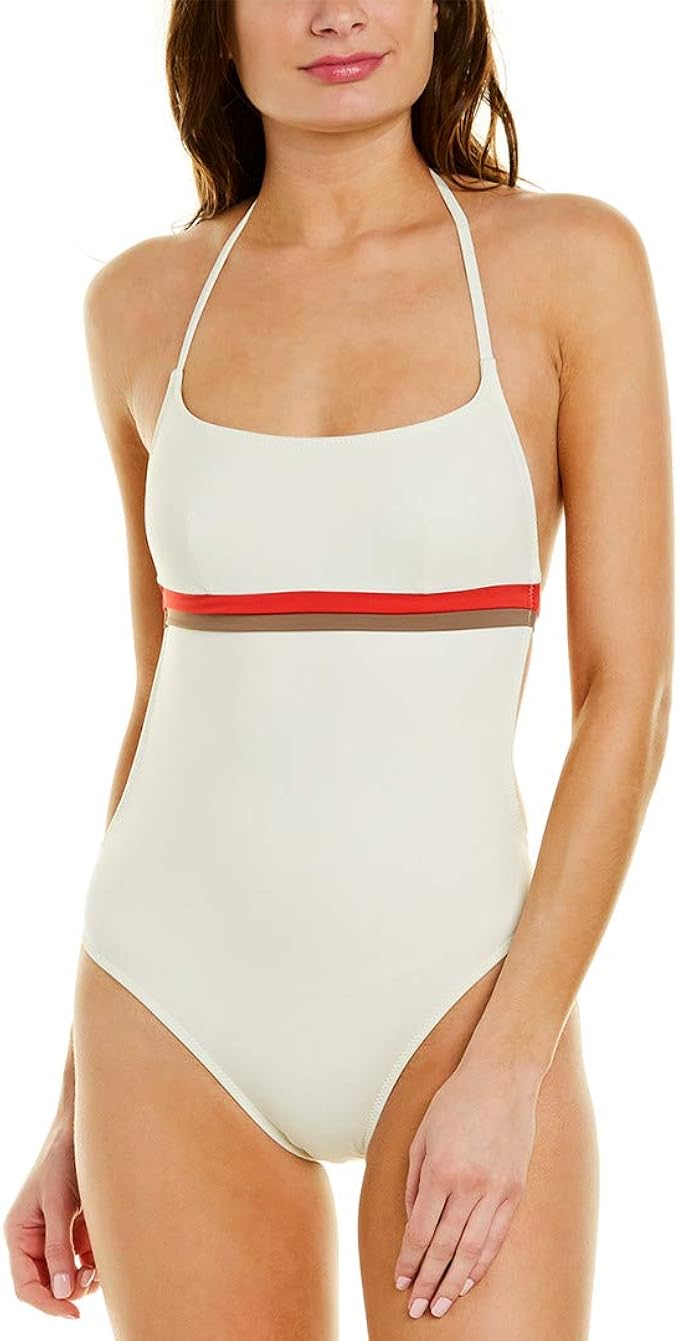 solid and striped white one piece