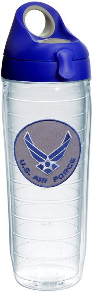 Tervis Air Force Logo Tumbler with Emblem and Blue with Gray Lid 24oz Water Bottle, Clear