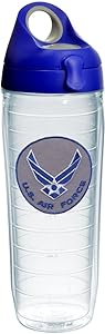 Tervis Air Force Logo Tumbler with Emblem and Blue with Gray Lid 24oz Water Bottle, Clear