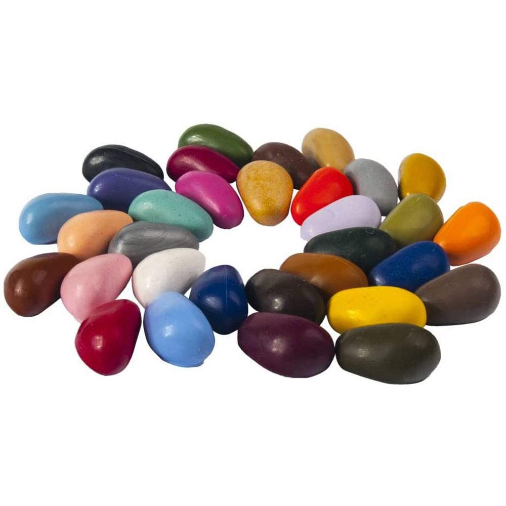 Crayon Rocks, Crayons in a Rock Shape, 32 Count, Tripod Grip Made for Handwriting Development in Kids and Toddlers, Fun & Educational, Creative Activity, Comes in a Muslin Bag - 32 Colors