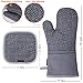 Oven Mitts and Pot Holders Sets 6pcs, Kitchen Oven Glove,High Heat Resistant 550 Degree Extra Long Oven Mitts and Potholders with Non-Slip Silicone Surface for Home Essentials (Grey) (Blue)