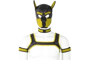 Ginchain Neoprene Dog Full Face Head Mask Kit, Novelty Costume Pup Hood Mask with Collar and Strap