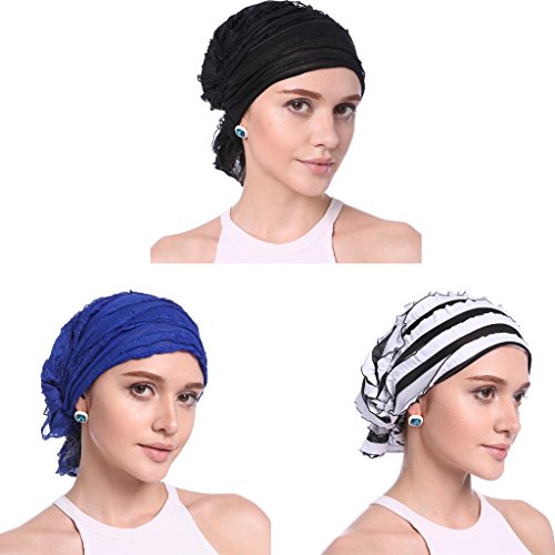 YI HENG MEI Women's Elegant Chiffon Pleated Muslim Headscarf Turban Chemo Cancer...