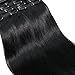 Double Weft 100% Remy Human Hair Clip in Extensions 18''-22'' Full Head Long Soft Silky Straight 8pcs 18clips for Women Fashion (22 Inch 160g, 1 Jet Black)