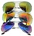 3 pairs Classic Aviator Sunglasses Full Mirror Lens (03 pairs-red-blue-yellow)
