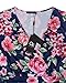 OUGES Women's V-Neck Pattern Pocket Maxi Long Dress(Floral-04,L)