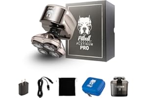 Skull Shaver Pitbull Platinum PRO Head & Face Shaver Kit - Cordless Electric Shaver - Wet & Dry Shaving Capabilities - Comes with Travel Case, USB Charging Cable & Rinse Stand