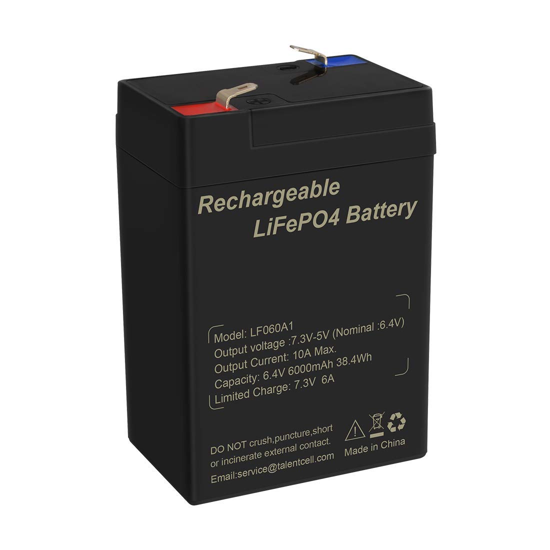 TalentCell 2000 Cycles 6V 6Ah Rechargeable Lithium Iron Phosphate (LiFePO4) Battery Pack