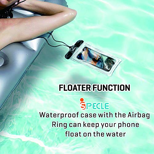 iSPECLE Waterproof Phone Pouch, 4 Pack Clear Waterproof Case Underwater Phone Pouch Bag Floating for Mobile Phone Galaxy Google Pixel LG HTC Black White Green Orange up to 6.5\