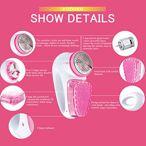 KOODER Multifunctional Rechargeable Fabric Shaver, Lint Remover, Combines Both Shaving and Brushing Function