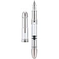 Asvine P36 Titanium Fountain Pen Piston Filling, Bock Medium Nib Clear Transparent Acrylic Smooth Writing Pen Case Set