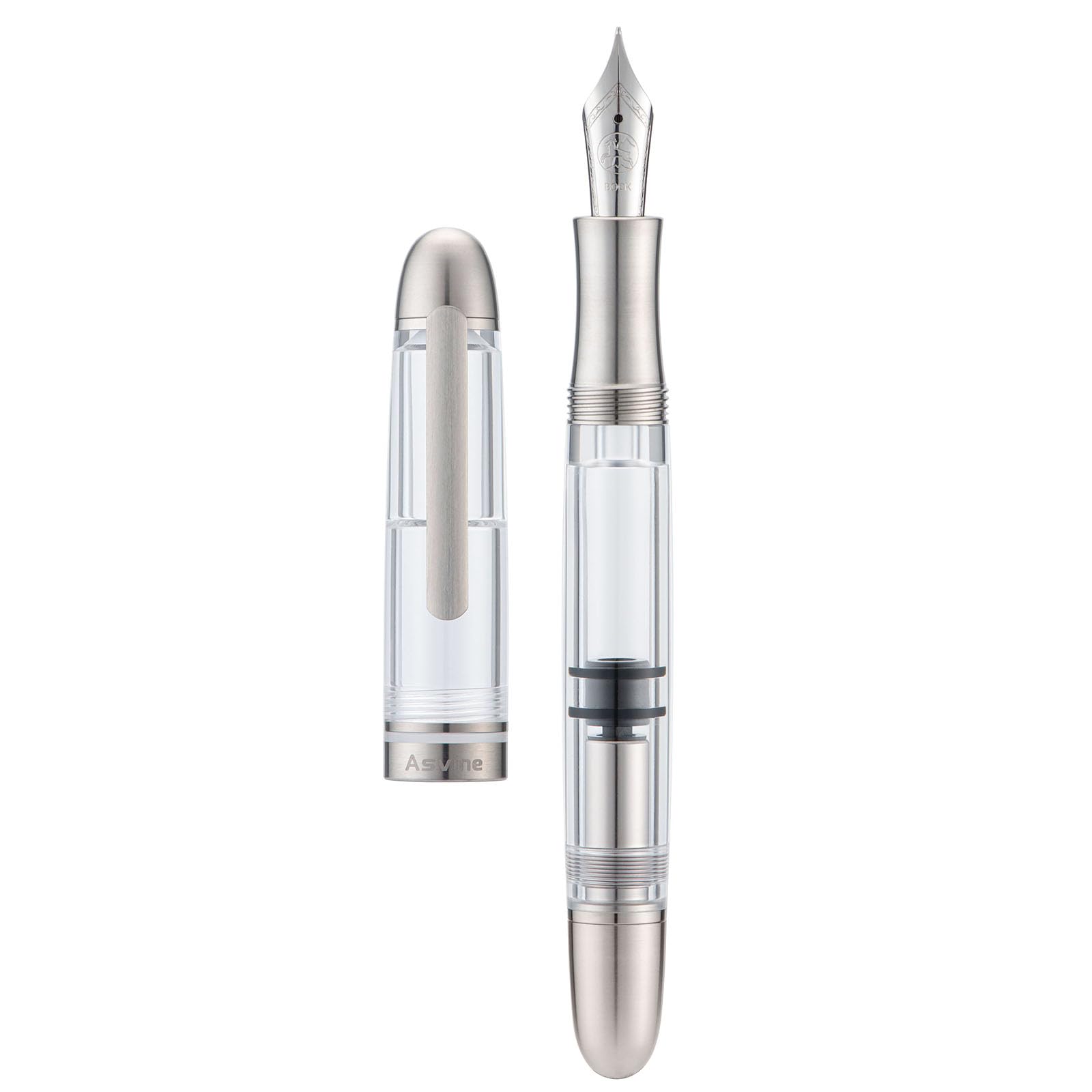Asvine P36 Titanium Fountain Pen Piston Filling, Bock Extra Fine Nib Clear Transparent Acrylic Smooth Writing Signature Pen Case Gift Set — image 1