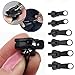 Barcley Fix A Zipper,1set/6 pcs Zip Rescue Instant Repair Kit,Replacement Accessories Fixes All Zipper, for Luggage, Suitcase, Backpack, Bags,Alloy Material (Black)
