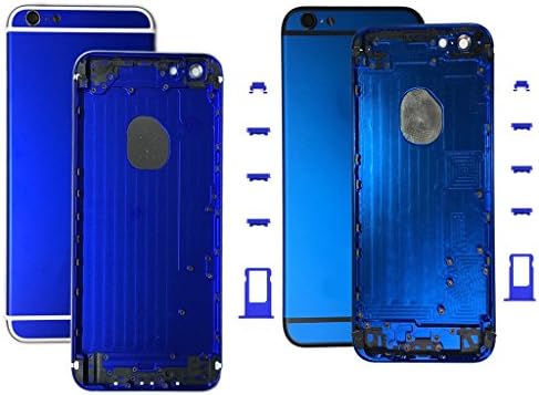Colorful Hard Metal Back Battery Door Housing Cover Case + Iogo For Iphone 6s 4.7",Blue with white line