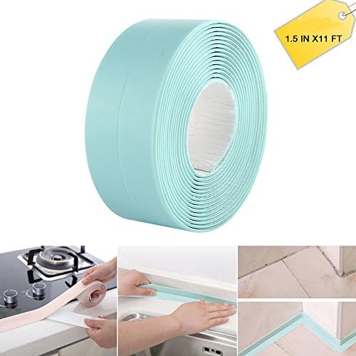 Caulk Strip PE Self Adhesive tape for bathtub bathroom shower toilet kitchen and Wall Sealing, 1-1/2" x 11'-Olive green