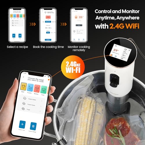 INKBIRD WiFi Sous Vide Machine ISV-101W, Precision Slow Cooker with 3D Water Circulation, 1000W Fast Heating Immersion Circulator, App Preset Menus, Accurate Temp Control & Smart Alerts, TFT Display