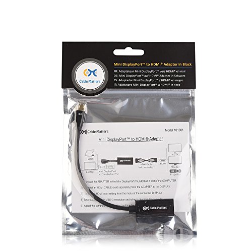 Cable Matters Mini DisplayPort (Thunderbolt 2 Port Compatible) to HDMI Male to Female Adapter - 4K Resolution Ready