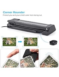 JZBRAIN   Máquina de laminar para A3 A4 A6, dos tecnologías de rodillo, laminador térmico de alta velocidad con herramienta de corte y redondeado en esquina para el hogar, la oficina y la escuela (negro)