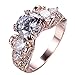 JunXin Top 10 KT Rose Gold Plated Ring,Women and Man Wedding Engagement Promise Rings,Three Stone rings to Show You Unlimited Beauty and Self confidence
