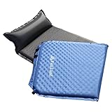 FreeLand Self Inflating Air Pad with Attached Pillow Lightweight Camping Sleeping Pads - Light Blue Color