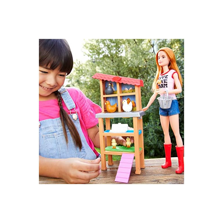 Barbie Careers Playset, Chicken Farmer Set with Fashion Doll with Red