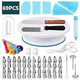 Cake Decorating Supplies with Cake Turntable, Lookka Extended 69pcs Baking Set Includes Piping Bags and Tips Decorating Turntable other Baking Tools