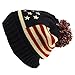 Winter Vintage Stars Stripe Knit USA Flag Beanie Skull Ski Pom Pom Hat Cap Navy, Unisex, One Size