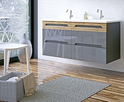 naka24 Badmöbel Set Galaxy-V 120 mit Doppelwaschbecken (Waschbecken