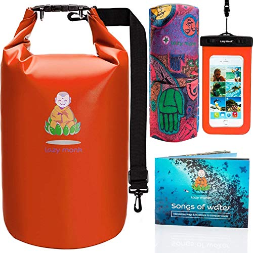 Lazy Monk Dry Bags Waterproof | Water Proof Bag Backpack| Best Kayak & Travel Sack Accessories with Phone Case