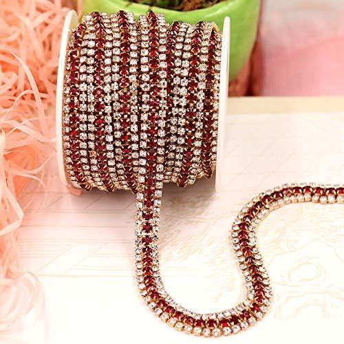 Clear Rhinestone Silver Chain Fashion Pattern for Dresses Headband Accessories (RED Gold)