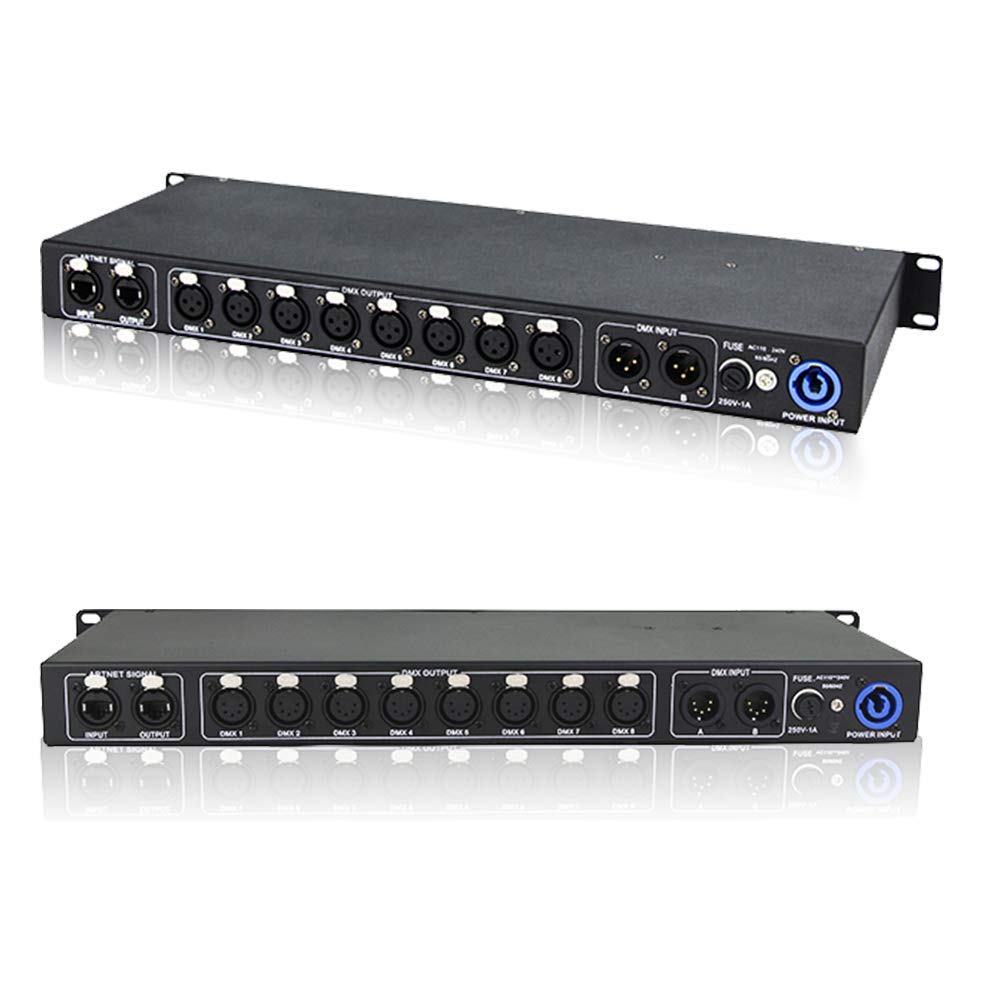 V-Show 8 Port Dmx Signal Amplifier 3 Pin XLR Input and Output Splitter ArtNet DMX Controller for Out
