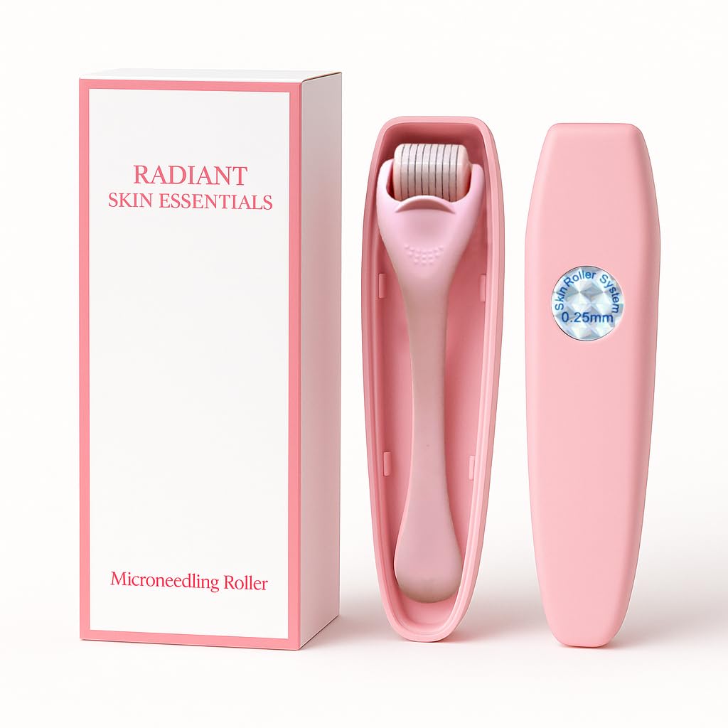 Photo 1 of 540 Stainless Steel Micropoint Derma Roller – Microneedling Roller for Face, Scalp & Beard – Skin Care Tool for Collagen Boost, Wrinkles & Hair Growth – Storage Case Included (Matte Baby Pink)