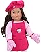 Hot Pink Baking Apron, Hat & Gingham Mitten Set | 4 Piece Doll Apron Set for 18 in Dolls