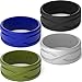 Silicone Wedding Ring / Band for Men - 4 Rings Pack- Designed Medical Grade Silicone Rubber Rings - Black, Green, Blue ,Gray - With a Gift Box