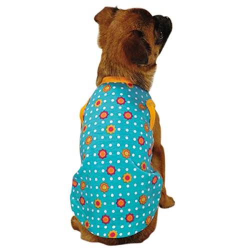 East Side Collection Polyester/Cotton Blooming Brights Dog Tank, X-Small, Blue