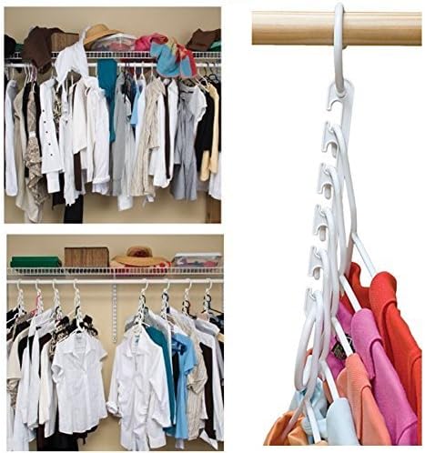 8-Pack Hanger Closet Triple Space Saver Organizer White Plastic with gift of 4 paper clips for paper works