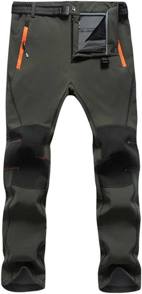 Men's Softshell Fleece Lined Hiking Trousers Outdoor Waterproof Walking Trousers Warm Winter Work Trousers