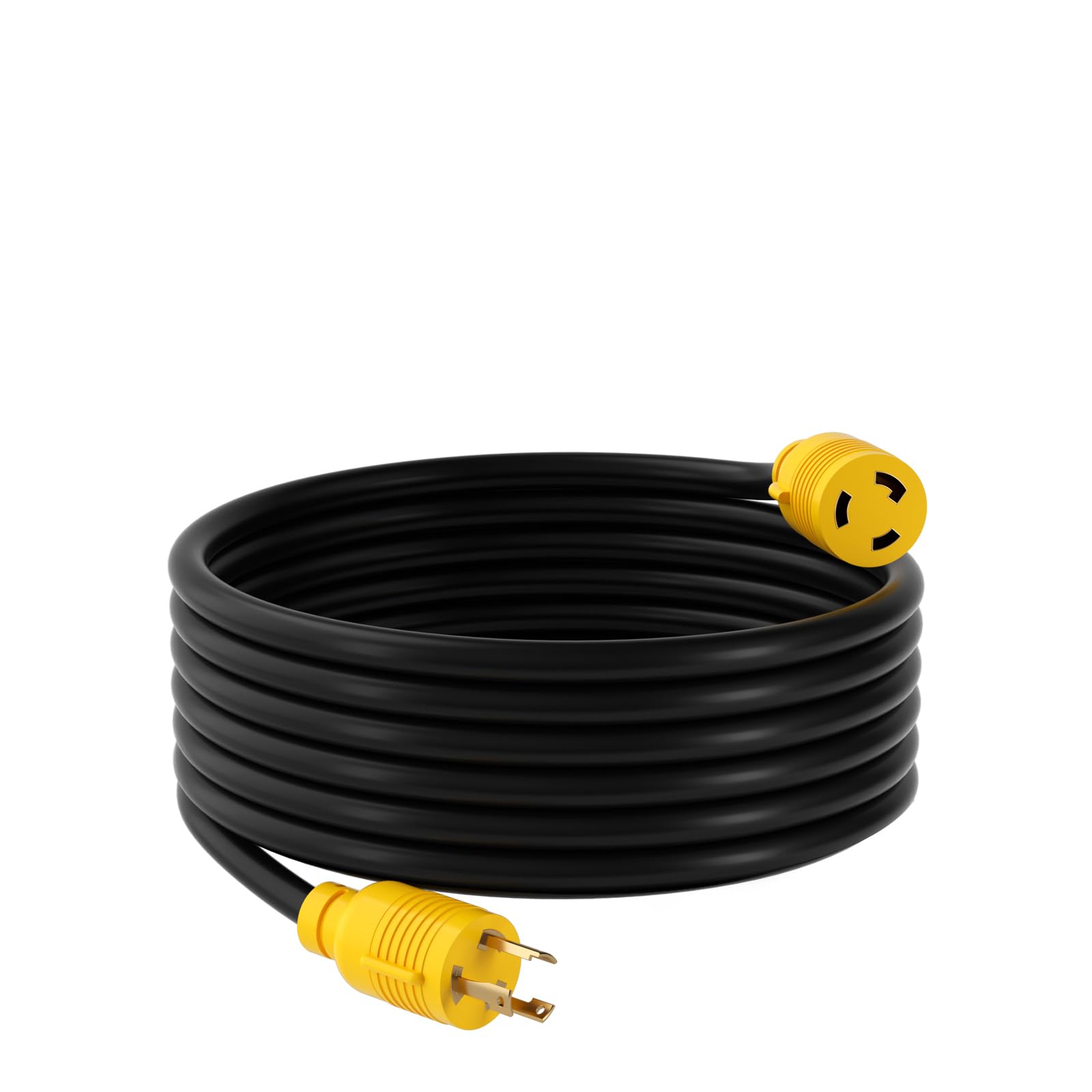 Photo 1 of 15 Feet NEMA L5-30P/L5-30R Generator Extension Cords?30 Amp 3 Prong Generator Cord?125V?10 Gauge SJTW Cable Generator Locking Power Cord and The Cable UL Certification,Yellow