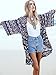 Choies Women's Chiffon Dark Blue Tribe Pattern 3/4 Sleeve Loose Kimono XL