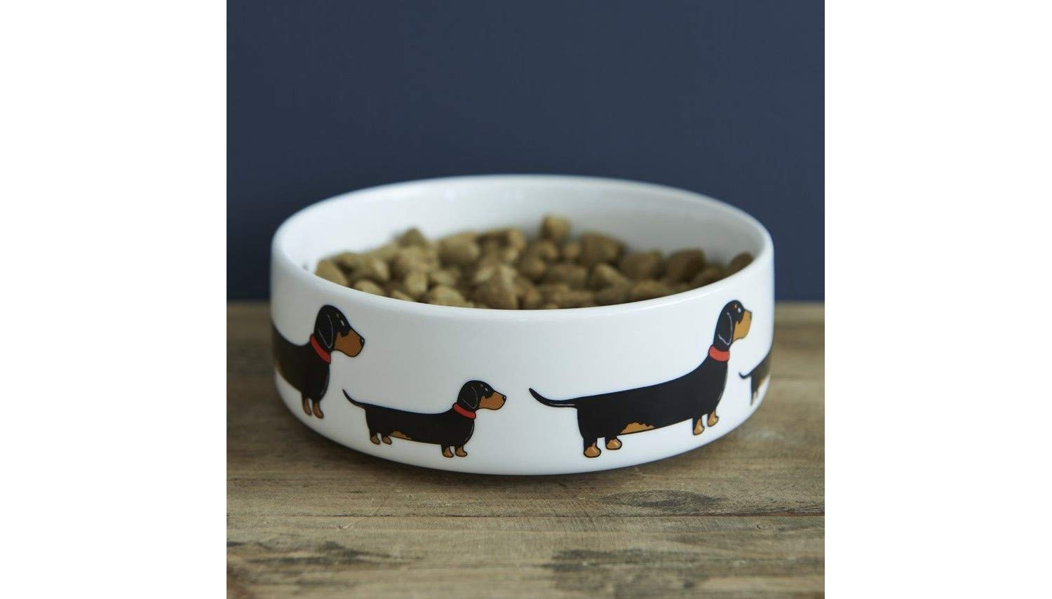 Sweet William Dachshund Dog Bowl, Ceramic, White